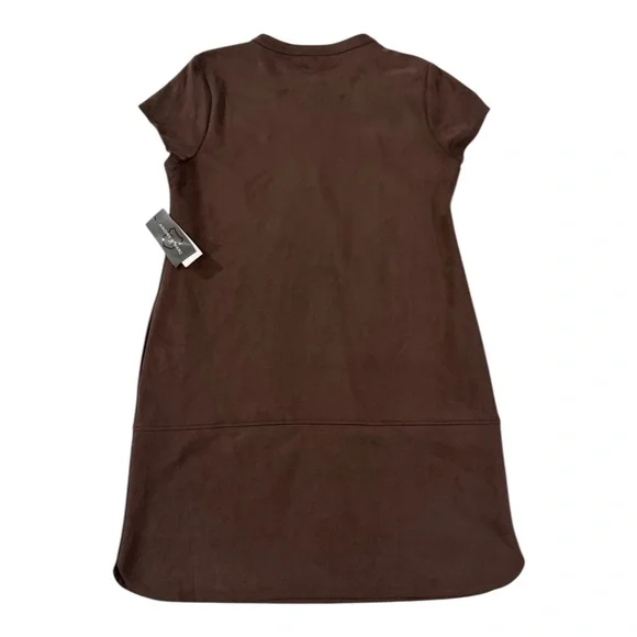 NWT Andrew Marc Chocolate Brown Suede Half Zip Dress w/Pockets - Women’s XL - Picture 2 of 13